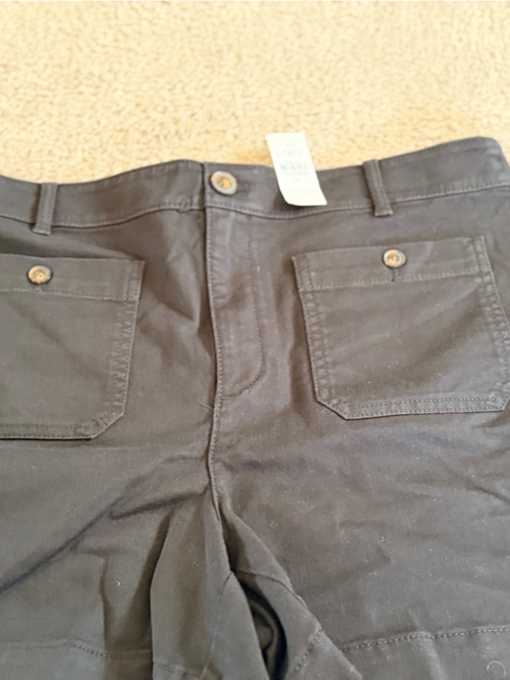 LOFT black Palmer twill button-front shorts